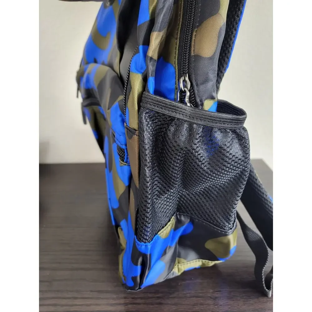Blue Camouflage Backpack Lightweight Water Resistant School Hiking Travel NEW